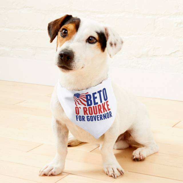 (Beto O'Rourke for Governor of Texas 2022 American Flag=834) 2-in-1 Pet Bandana Collar with Quick Release Buckle & D-Ring Adjustable Cat Scarf for Lar