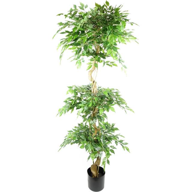 180cm Artificial Twisted Trunk Fruticosa Ficus Tree Triple Ball Topiary 1984 Leaves