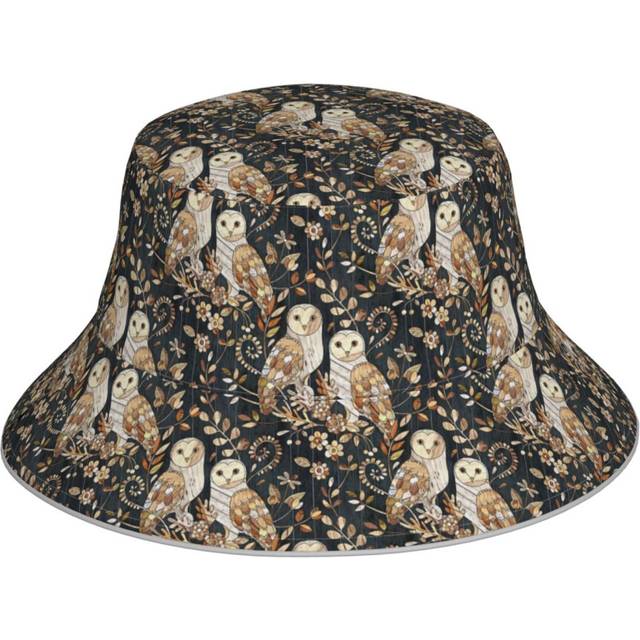 (Wooden Wonderland Barn Owl Collage_5187) Bucket Hat Reversible Reflective for Men Women - UV50+ Sun Protection Double-Sided Fishing Hat with 360 Safe