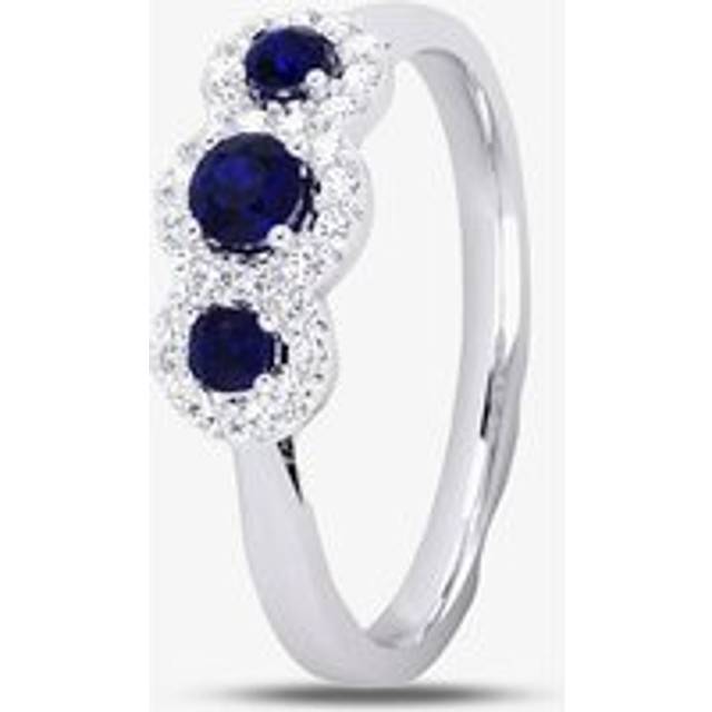 Platinum Sapphire & Diamond Triple Cluster Ring 10334/PL/DQ10S M - Silver