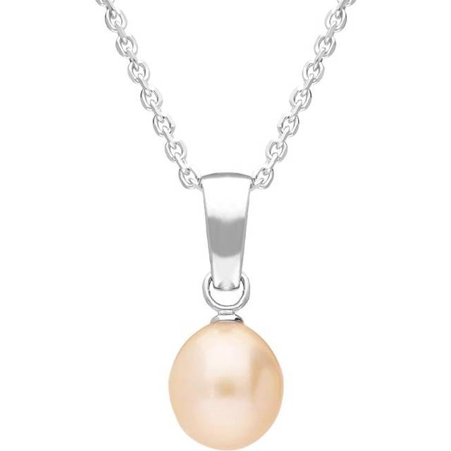 Sterling Silver Peach Pearl Drop Necklace D