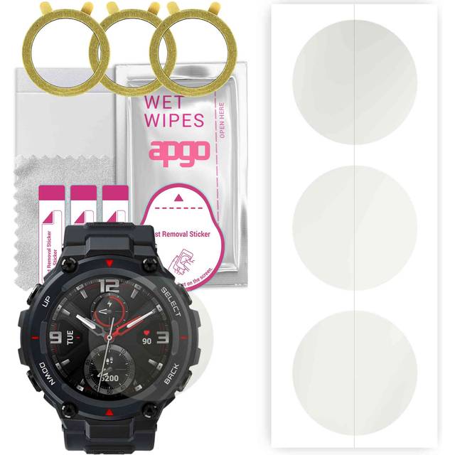 3x apgo MATTE Hydrogel Screen Protector for Amazfit T-Rex, Hydrogel Film, with positioning layer easy installation