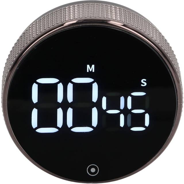 Kitchen Timer Rotating Silent Magnetic Suction Kids Study Timer LED Countdown Timer Black