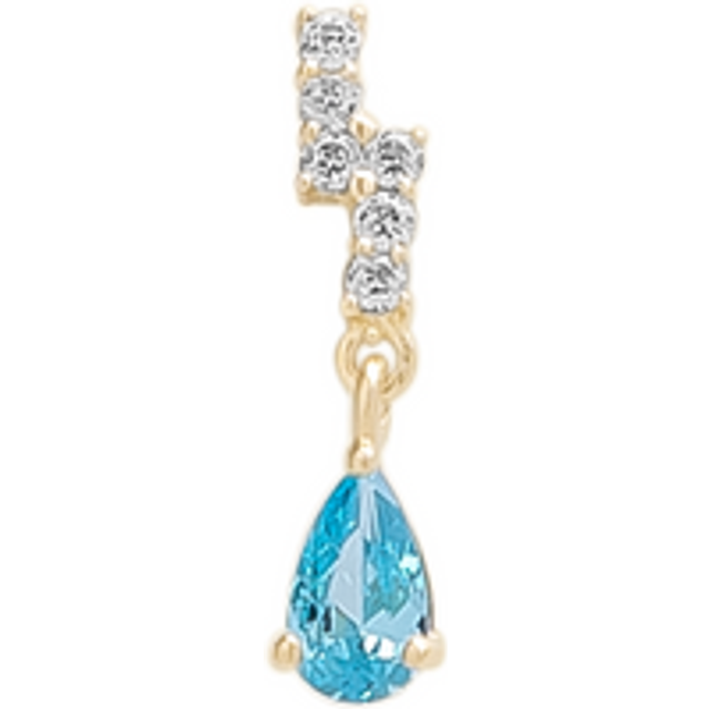 Womens Blue Topaz Lightning Bolt Single Earring 9ct Solid Gold - Metallics - One Size