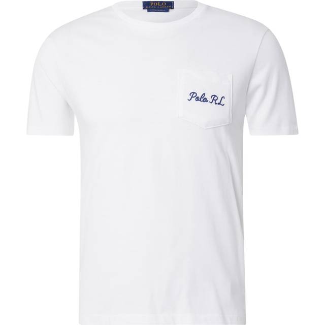 Polo Ralph Lauren, Topp, Herr, L, Bomull, Bomull T-shirt med Logo Print - white (L)