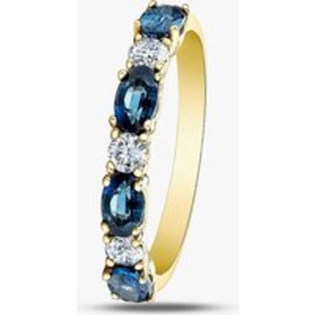 9ct Yellow Gold Sapphire & 0.2ct Diamond Half Eternity Ring 50L77 SAPH O
