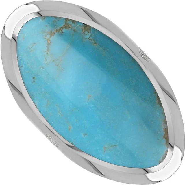 Sterling Silver Turquoise Queen's Jubilee Hallmark Large Oval Ring D