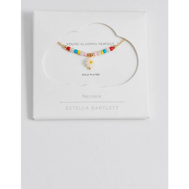 Flower Shell Bead And Chain Necklace