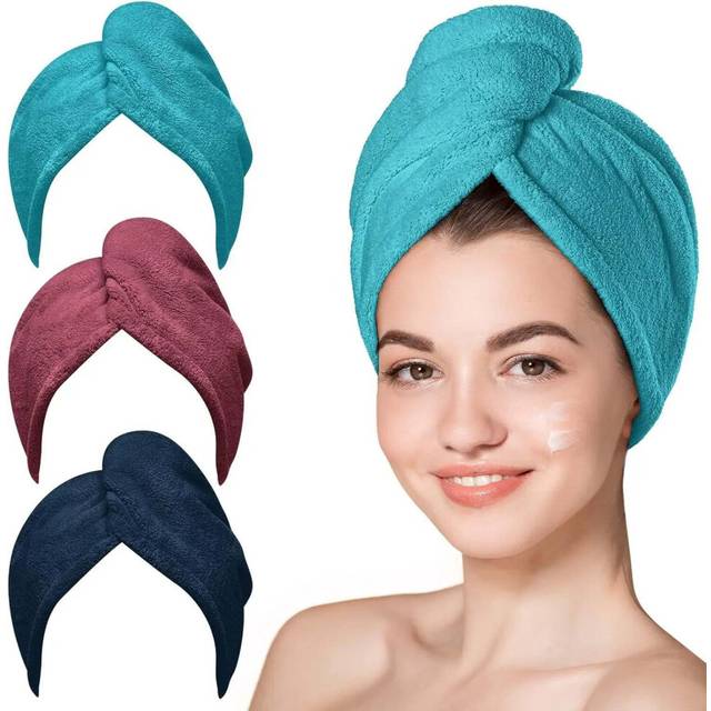 Soft & Super Absorbent Microfiber Hair Towel Set - Quick Dry, Anti-Frizz, and Ge-Green
