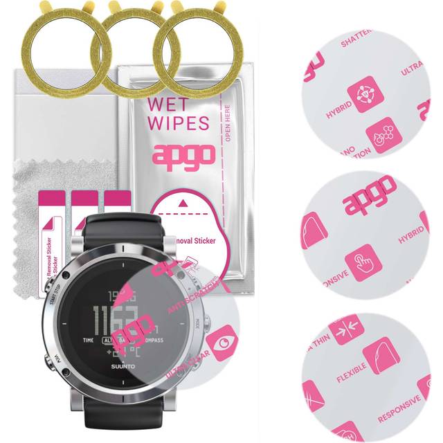 3x apgo Ultra-Clear Hybrid protective glass compatible with Suunto Core, flexible nano glass, great replacement for tempered glass, scratch-resistant,