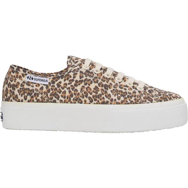 Women's Superga 2740 Leopard Print Canvas Women's Leopard Trainers - Brown