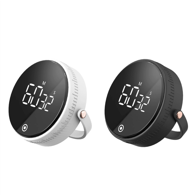 Kitchen Timer, LED Digital Manual Countdown Alarm Clock, Magnetic Rotating Electronic Timer