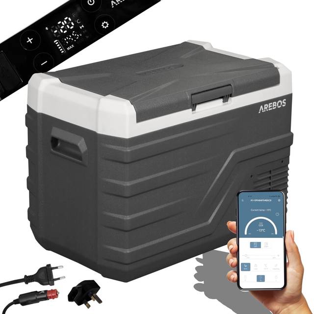 AREBOS compressor cool box 35 litres | Electric freezer box with APP control for cooling, freezing and keeping warm | Refrigerator down to -20 Â°C