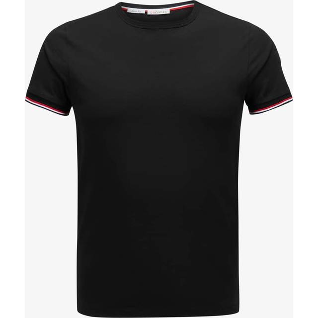Moncler, Topp, Herr, M, Bomull, Trefärgad Bomull T-shirt Svart - black (M)