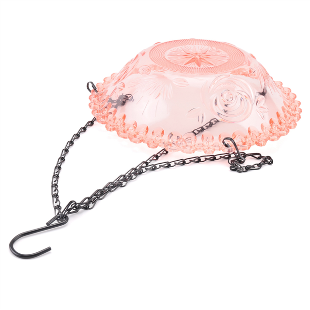 Bird Flower Shaped Hanging Feeder Birdbath for Garden Outdoor Decor Supplies Pink