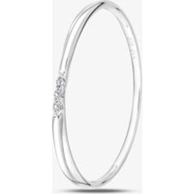 9ct White Gold 0.01ct Three Stone Diamond Ring PR12846W L - Silver