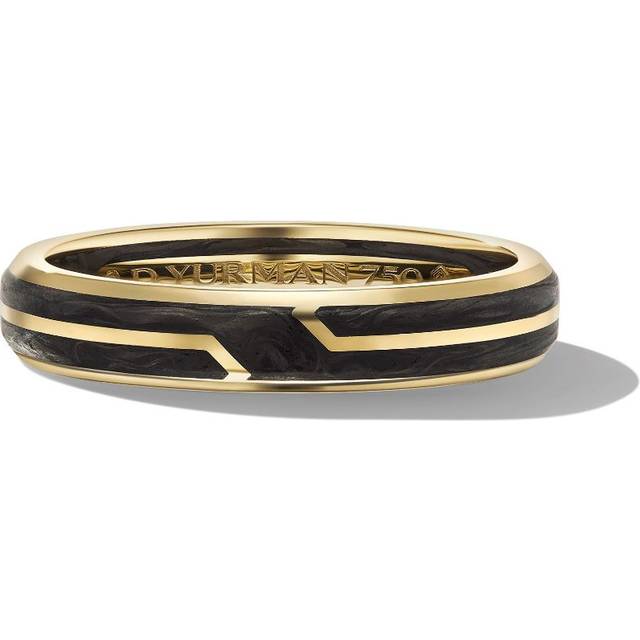 David Yurman - 18kt yellow gold Forged Carbon band ring (4mm) - men - Carbon/18kt Yellow Gold - 12 - Black