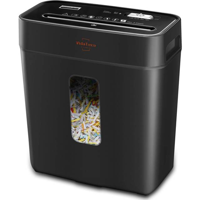 VidaTeco Cross-Cut Shredder, Heavy Duty 6 Sheet Shreds Paper/Card/Staple/Clip Paper Shredder for Home Office, High-Security Level P-4 Jam Proof System