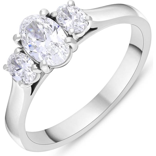 Platinum .59 Diamond .29 3 Stone Diamond Oval Ring Size N.5 GIA FVS1