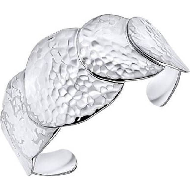 Beginnings womens hammered disc statement cuff bangle - silver