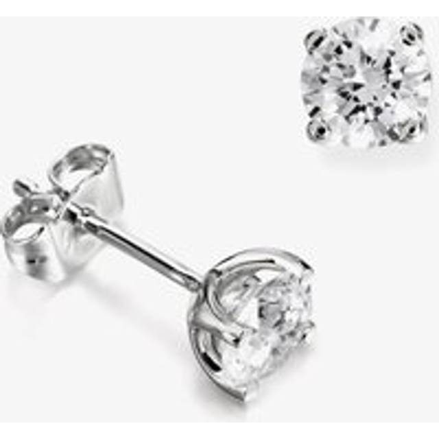18ct White Gold 0.40ct Round Brilliant 4 Claw Diamond Earrings ERG241(4.0)PR - Silver