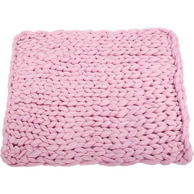 Knitted Chunky Plush Sofa BLANKET Warm Soft Super Big Bulky (Pink 100 * 120cm / 39.4 * 47.2in)