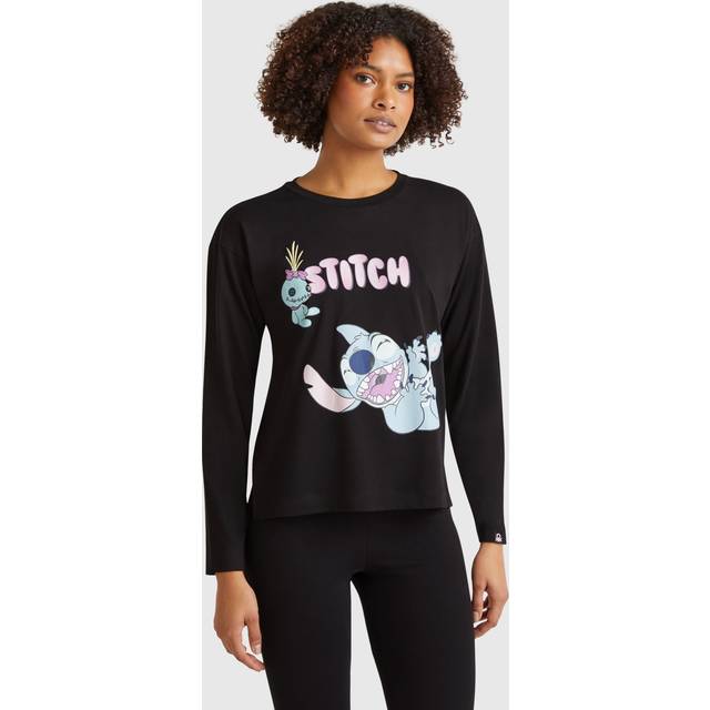 Benetton, Lilo & Stitch ©disney Pyjama Top, size XXS, Black, Women