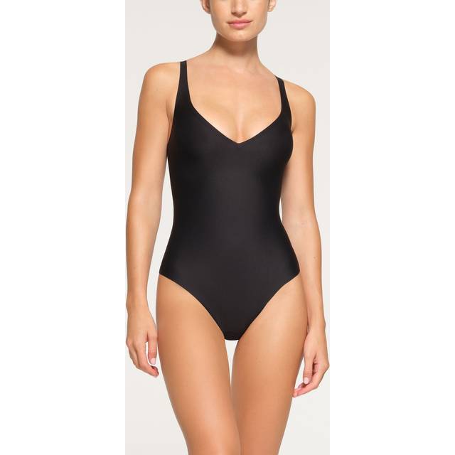 SKIMS Unlined Plunge Thong Bodysuit | Black | Large | SKIMS Body - Onyx