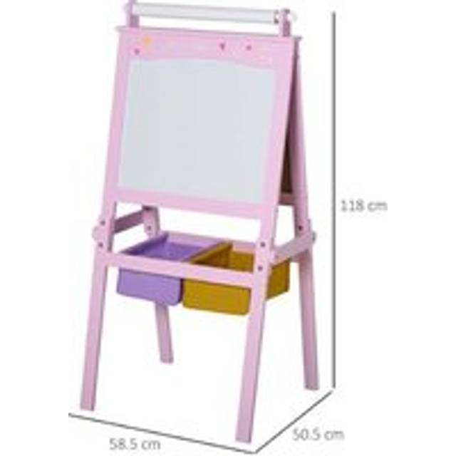 Homcom 3 In 1 Kids Wooden Art Easel | Wowcher - Pink