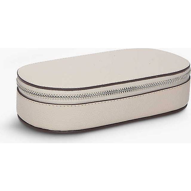 The White Company Almond Saffiano Oval Leather Jewellery Case 1 Size - ALMOND