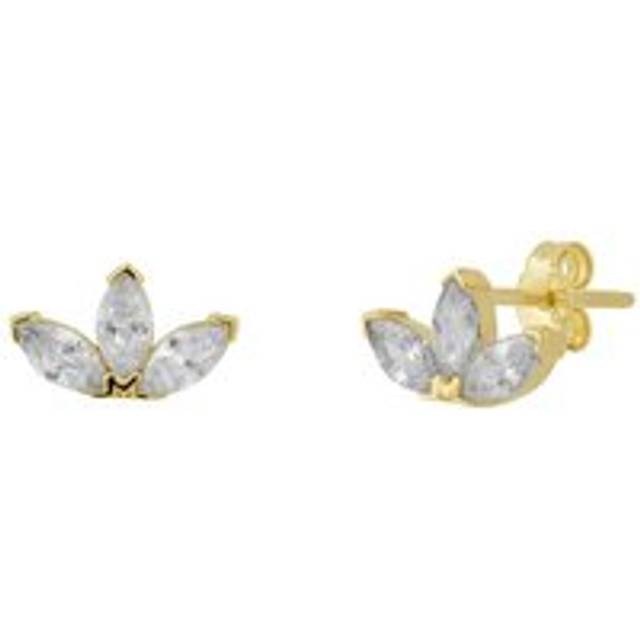 Womens 14ct Solid Gold Crown Earrings - Metallics - One Size