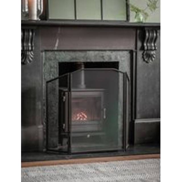 Garden trading latton folding fire place screen guard fireside black iron