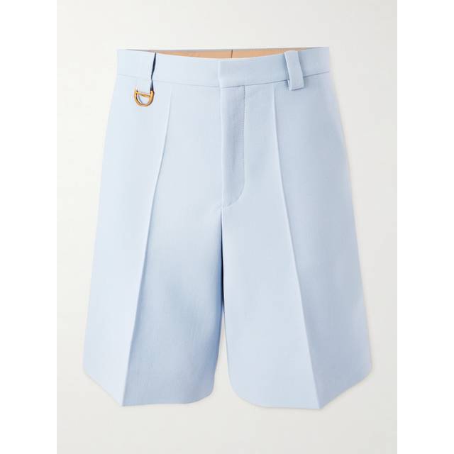 Chloé, Casual Shorts, female, Blue, S, Blue Wool Trousers with Front Closure