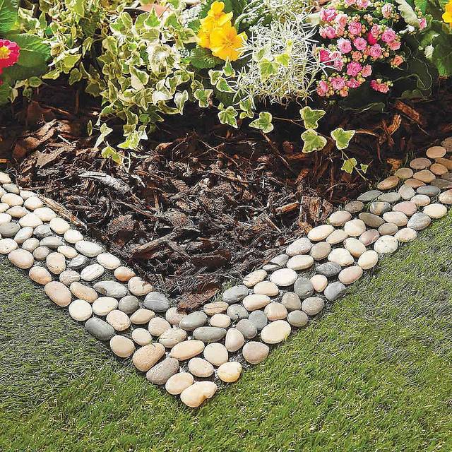 Stone Pebble Border Edging Pack of 4 30cm x10cm