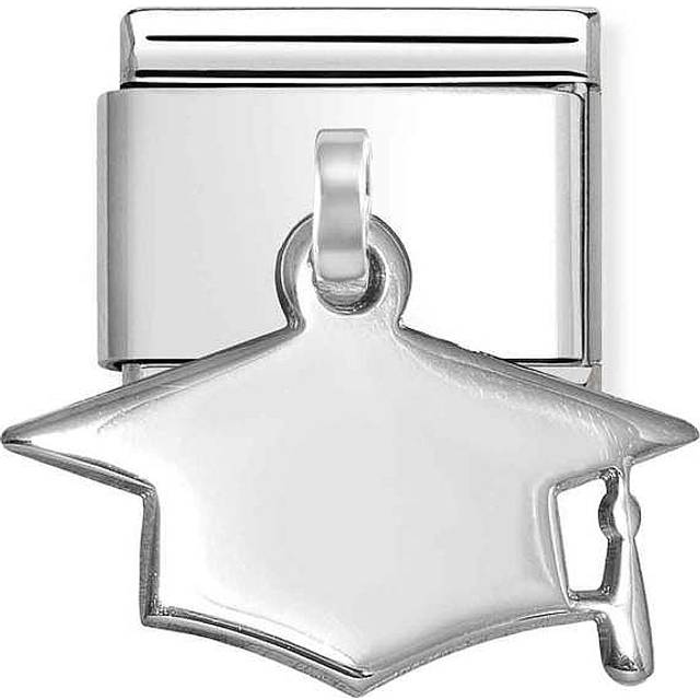 Nomination Engraving Graduation Cap Charm - Silver