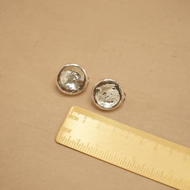 Vintage Button Clip-On Earrings - Orelia Vintage - Silver