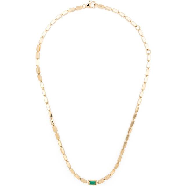 Suzanne Kalan - 18kt yellow gold Block-Chain emerald baguette link necklace - women - 18kt Yellow Gold/Emerald - One Size