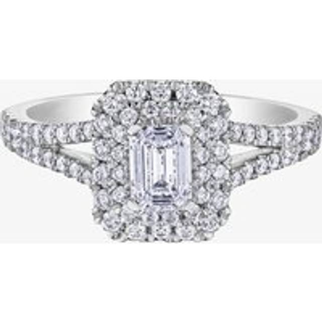 Platinum 1.04ct Emerald-Cut Diamond Cluster Ring 31066WG/100-18 O - Silver