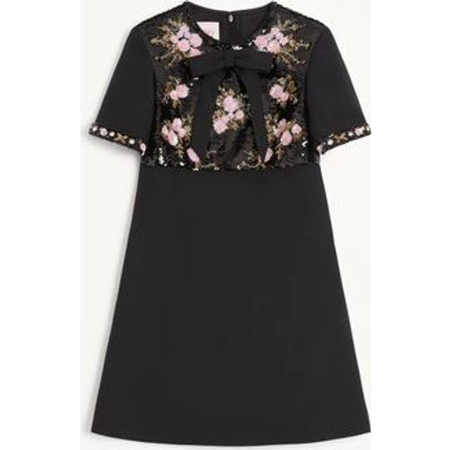 Valentino EMBROIDERED CREPE COUTURE SHORT DRESS Woman BLACK 46