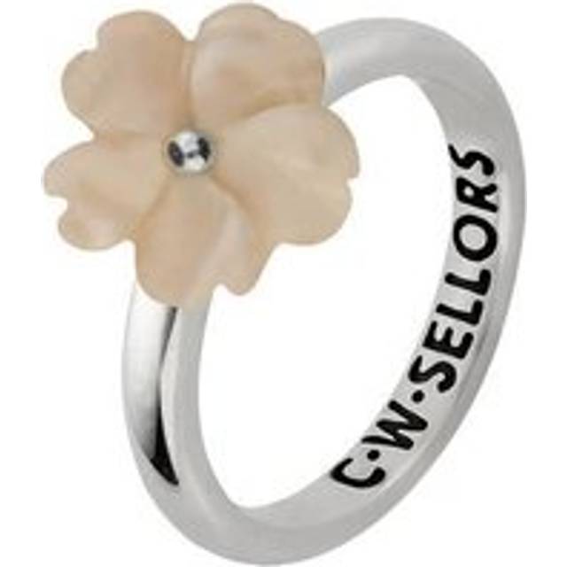 Sterling Silver Pink Mother of Pearl Tuberose 10mm Gypsophila Ring - Silver