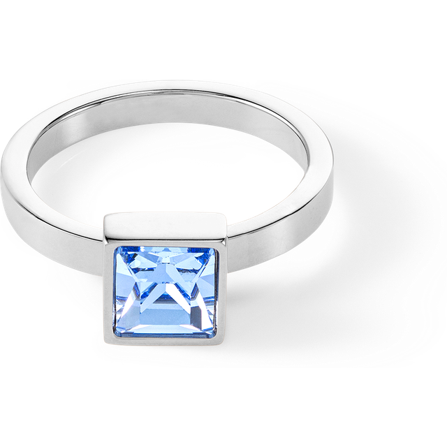 COEUR DE LION Brilliant Square big Ring silber hellblau