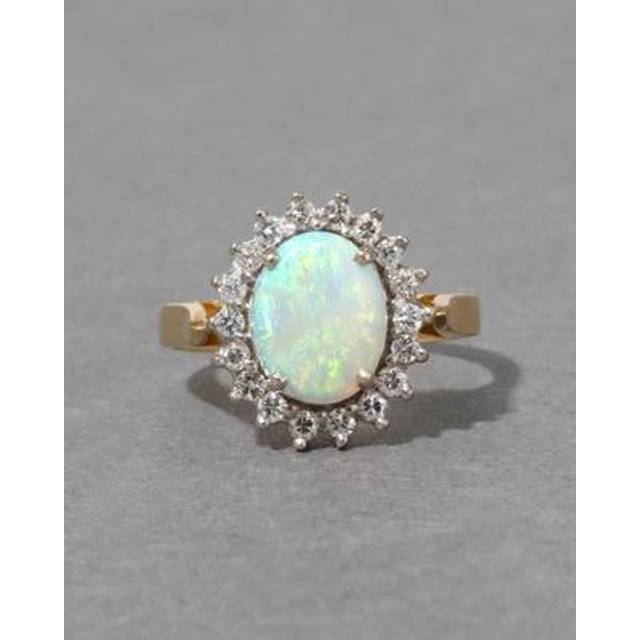 Alexis Bittar Antique 1920S 18K & White Gold With Natural Opal & Diamond Halo Ring in Yellow Size 6.5  | Statement Jewelry from Alexis Bittar (6.5)