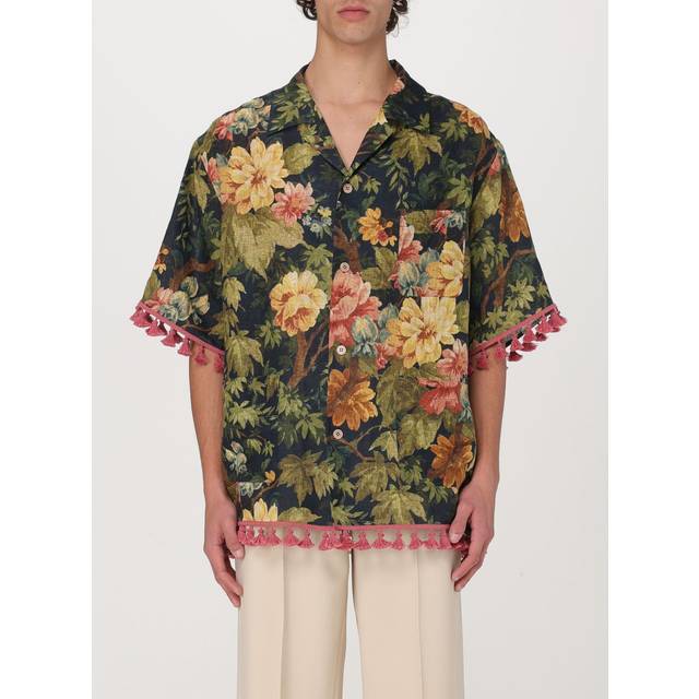 Valentino, Skjorta, Herr, S, Linne, Linneskjorta med Après l'Hiver-tryck - multicolor (S)