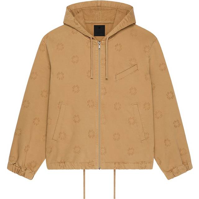 Givenchy Tan Monogram 72 Zipped Denim Jacket - 250-BEIGE - M
