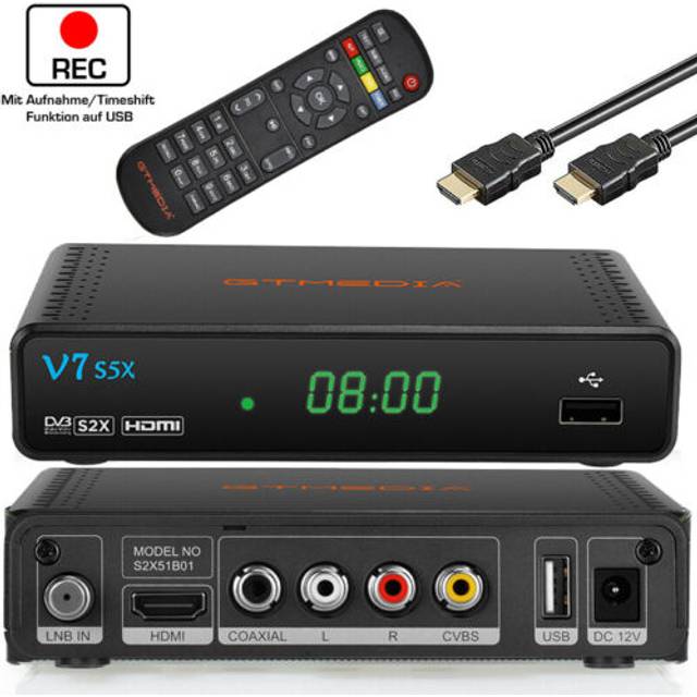 GTMEDIA V7S5X Satellite TV Receiver DVB-S2X/S2/S Full HD 1080P H.265 Set-top Box With USB Wifi - V7 S5X