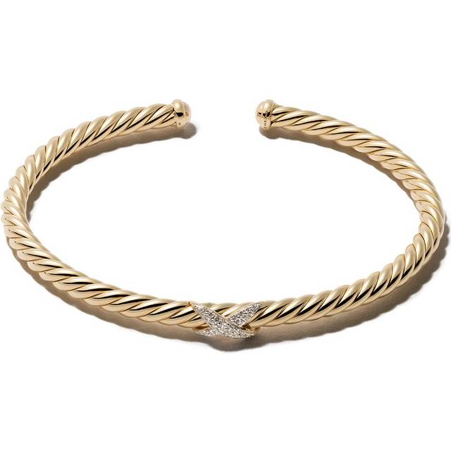 David Yurman - 18kt yellow gold X Cablespira Station diamond bracelet (4mm) - women - 18kt Yellow Gold/Diamond - XS