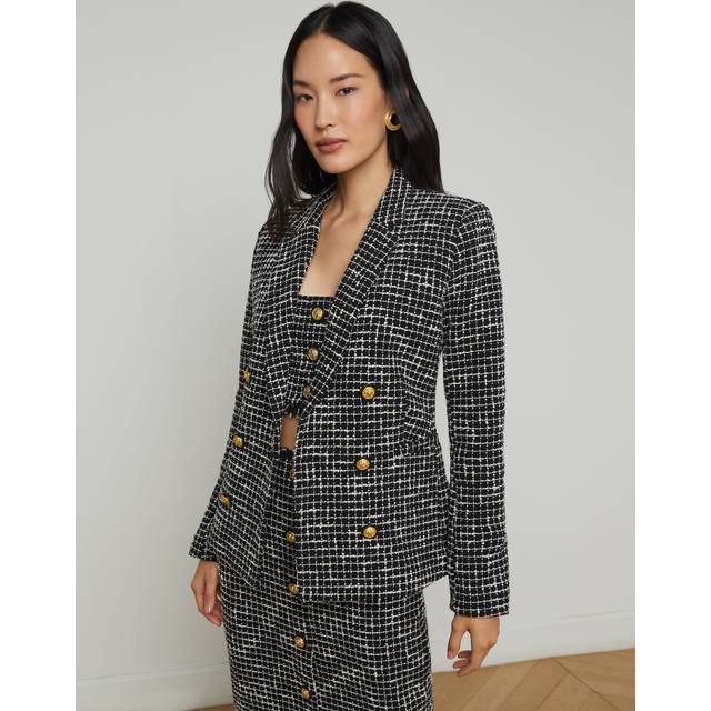 L'AGENCE Colin Tweed Blazer In Black/Ecru - 0