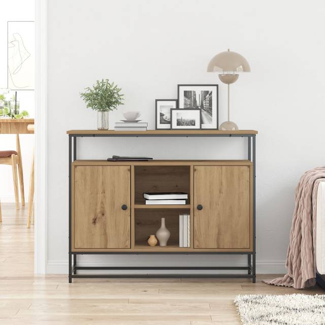 Borough Wharf Sideboard Black Oak Engineered Wood, Metal Medium Artisan Oak 80cm H X 100cm W X 35cm D