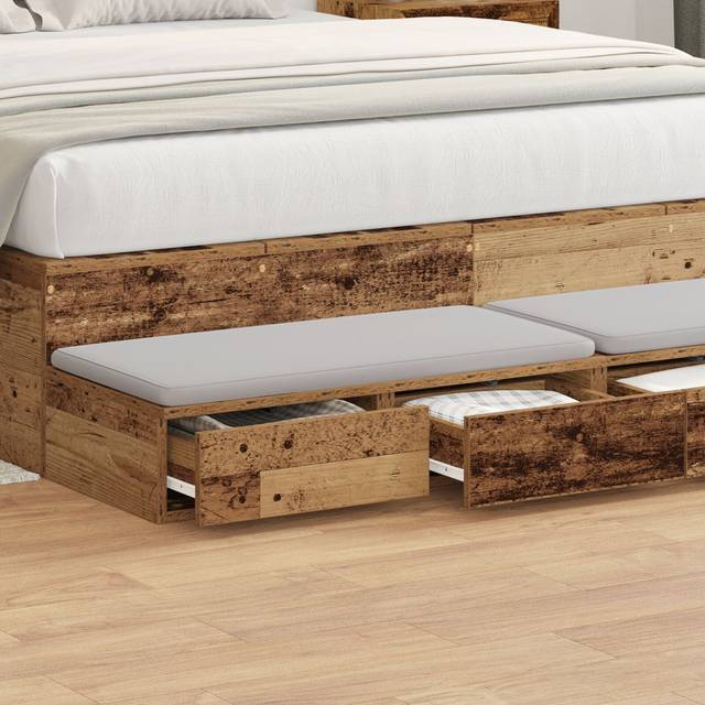 Bedside Tables Artisan Oak Solid Oak Wood 135 X 36.5 X 16.5 Cm - Old Wood (16.5cm H X 135cm W X 36.5cm D)