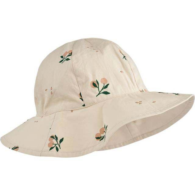 Liewood Girls Beige Peach Print Cotton Reversible Sun Hat - 1-2 year